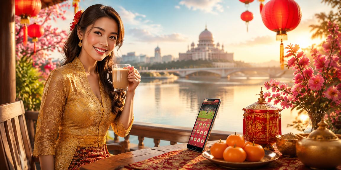 Pengguna wanita mengakses platform rm99 melalui telefon di Putrajaya